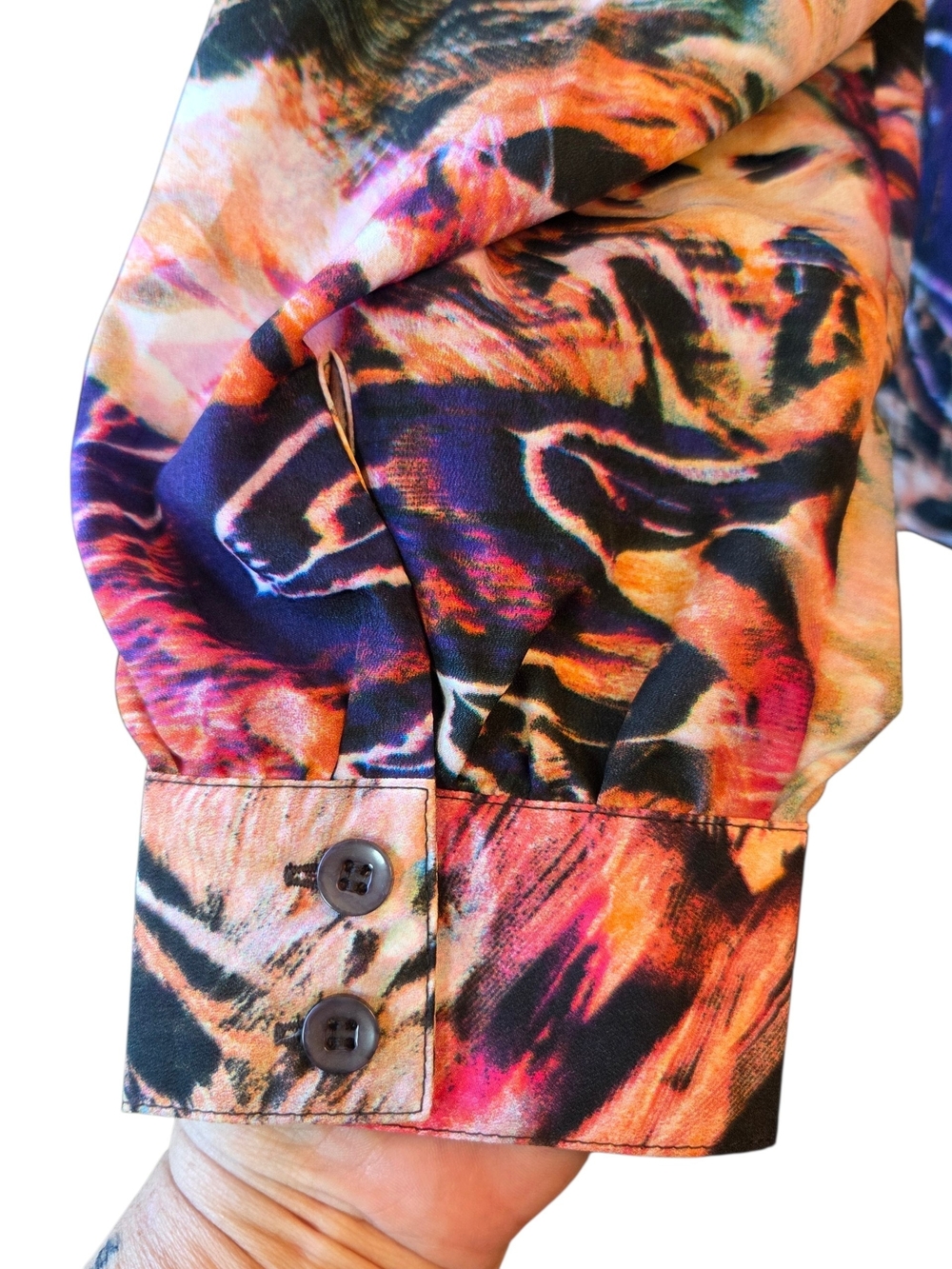 Mario Serani Abstract Multicolor Long Sleeve Blouse Size Large - Picture 3 of 7